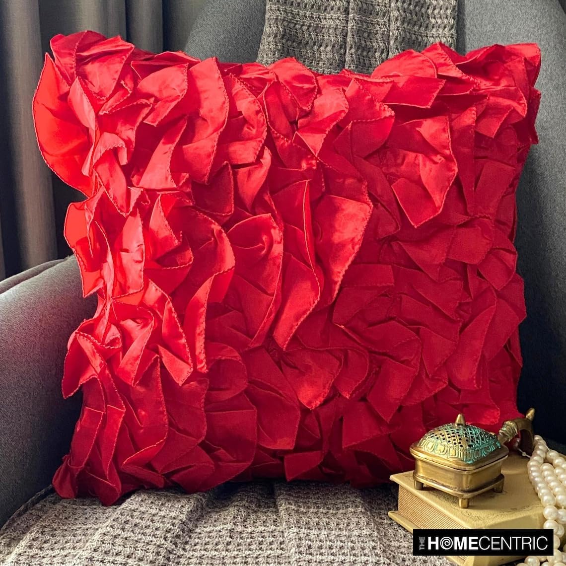 The HomeCentric Sham Pillow Cover, Decorative Red Euro Pillowcases 26x26 inch (65x65 cm) Satin European Pillow Covers, Solid Color, Modern Euro Pillow Shams Easter - Vintage Reds