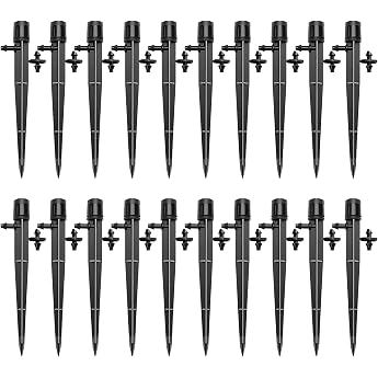 VooGenzek 20 Pieces 360 Degree Adjustable Watering Sprinkler Garden Irrigation Dripper for 4/7 mm Hose for Greenhouse Potted Plants Black with Connector