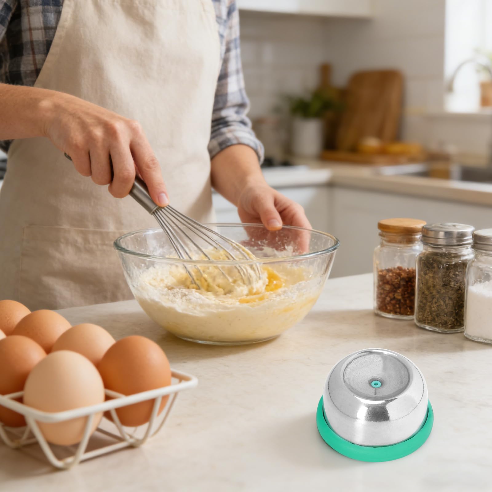Pinchador de huevos de acero inoxidable semiautomático, Perforador para huevos cocidos 5,7 cm
