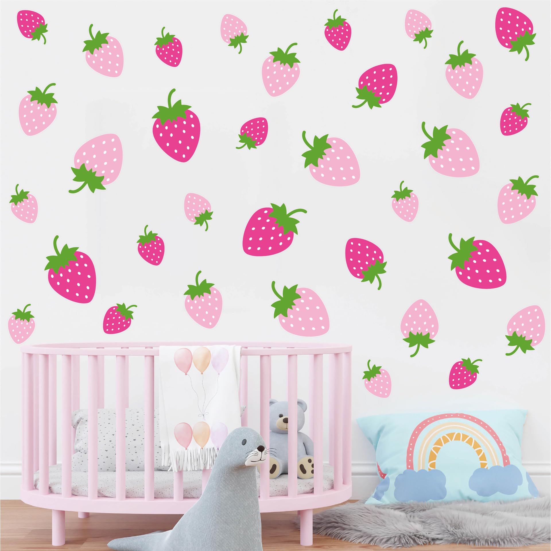 Strawberry Wall Stickers 10Sheets,Removable Red Fruit Wall Decor Decals for Teen Girls Adult Teens Nursery Kitchen Bathroom Living Room Home Fruit Birthday Strawberry Themed DIY Party Dining-Room