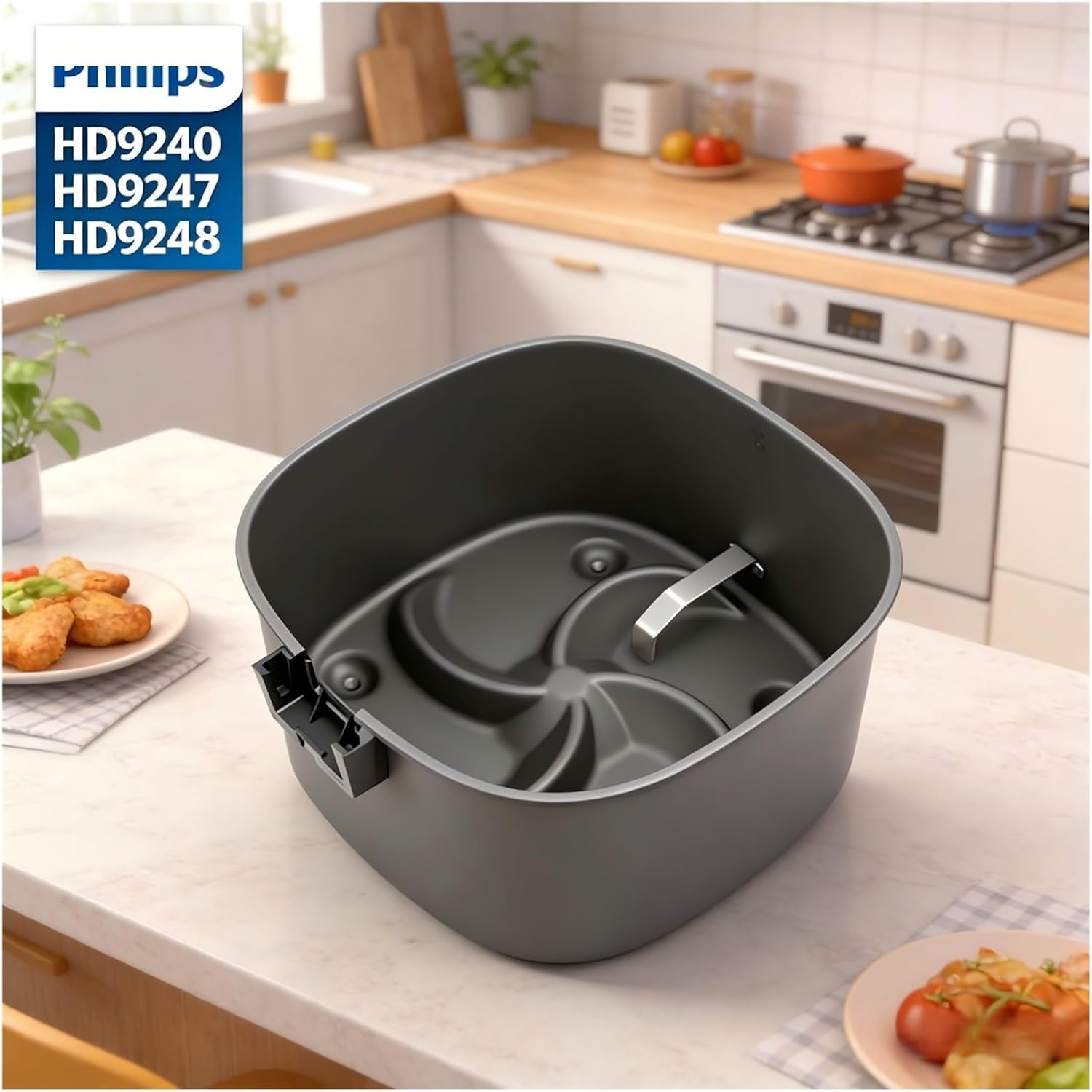 Air Fryer，multifunction Air Fryer Basket，-(Compatible For Philips)，HD9240 HD9247 HD9248 Oil Pan Maintenance Accessories