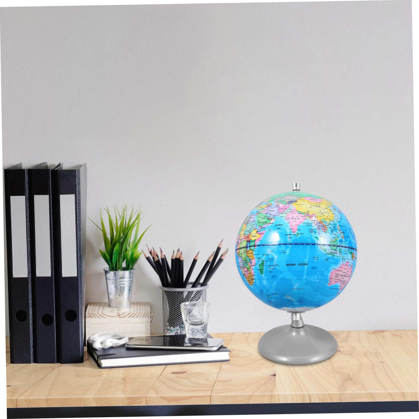 ERINGOGO Globo Didattico Mappamondo Interattivo per Bambini Base Piatta in Ferro Blu per Studenti, per Ufficio e Decorazione Fotografica