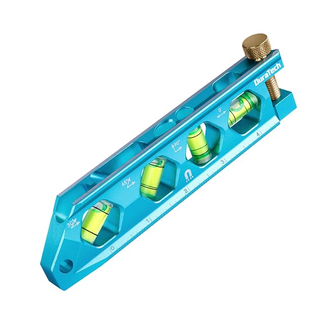 DURATECH 6 25-Inch Level Magnetic Torpedo Level with 0 30 45 90 Bubbles V-Groove Large Viewing Window Aluminum