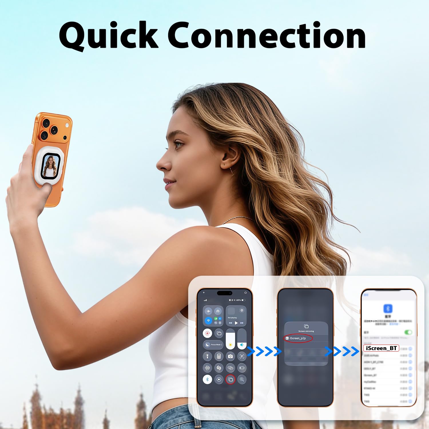 RUIZHI Handy Selfie Monitor, Magnetischer Smartphone Rückkamera Magnetisch Vlog Bildschirm für iPhone & Android für TikTok YouTube Livestream Smartphone-Vlog-Selfie-Monitor-Bildschirm