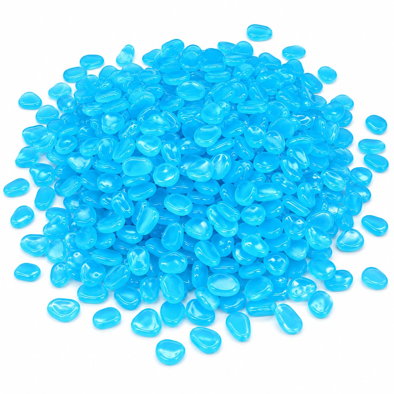 Glow in The Dark Rocks, 2000 PCS Blue Luminous Pebbles, 1 cm Decorative Glow Stones for Garden Walkway Aquarium Fish Tank Planters Vases Crafts Indoor Outdoor Decor