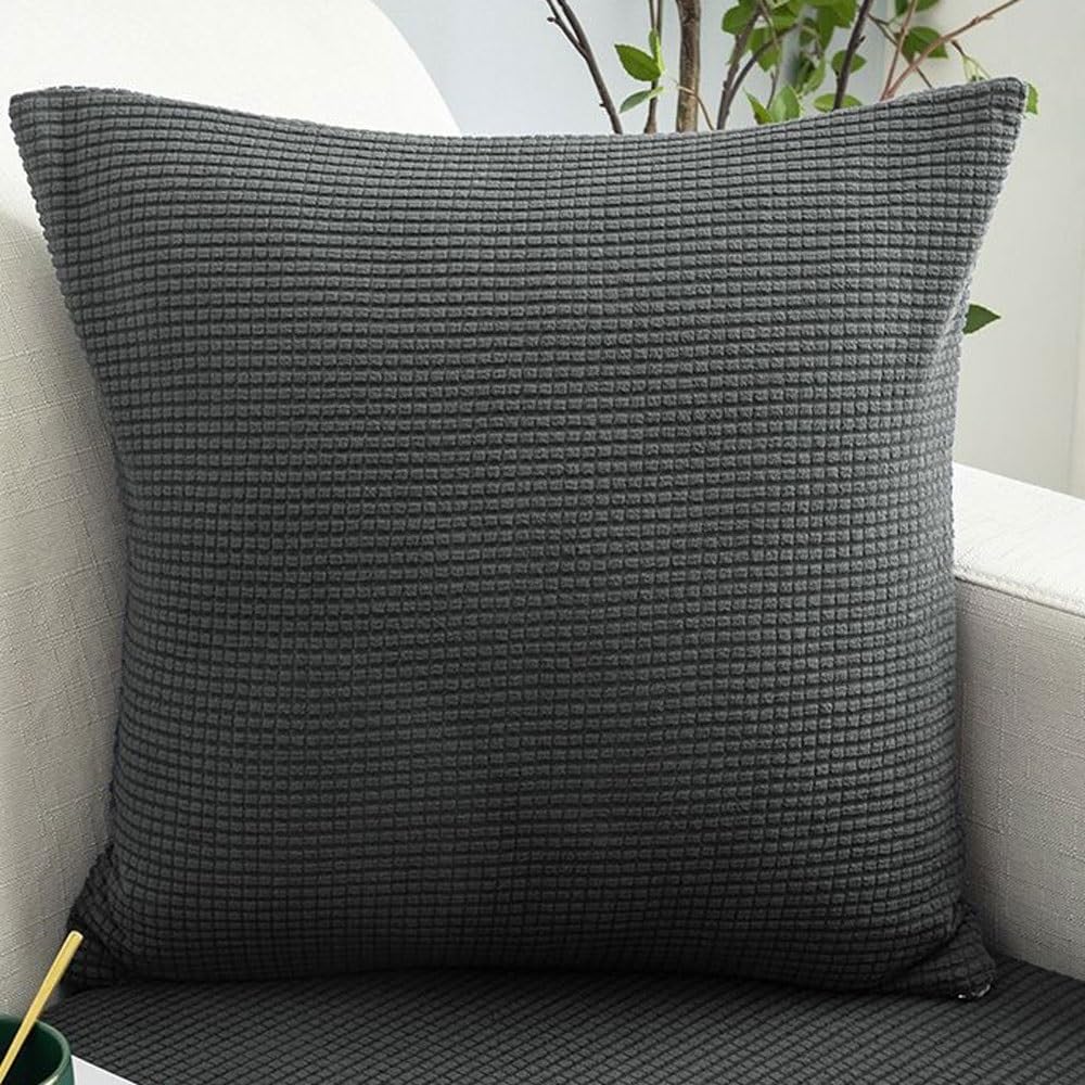 SWJ-swjssb Super King Size Pillow Cases,Pack Of 2 Square Extra Large Cushion Covers Soft Pillow Cover With Invisible Zipper Decorative Pillowcases For Pillows Sofa Couch(Dark Grey,80x80 cm Pack of 2)