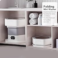 Vista 4 de Lavadora plegable, mini lavadora compacta, lavadora portátil con secadora de limpieza profunda, pequeña lavadora eléctrica para ropa