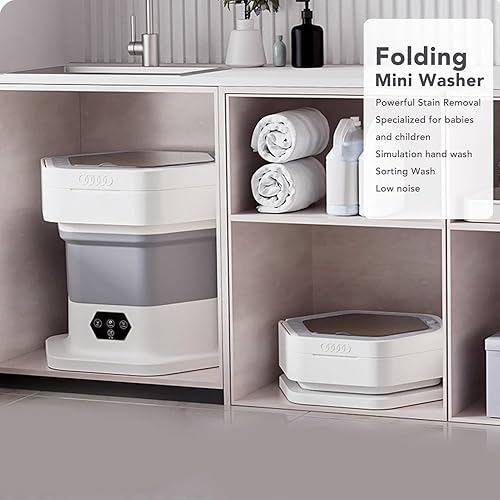 Miniatura 4 de Lavadora plegable, mini lavadora compacta, lavadora portátil con secadora de limpieza profunda, pequeña lavadora eléctrica para ropa interior,