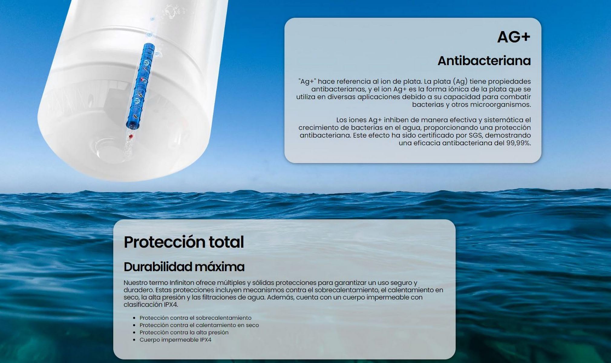INFINITON Termo Electrico CAS20V80D, 80 Litros, Resistencias esmaltadas por aluminio SUS316L, Instalación en posición vertical, Selector de temporada climática, C