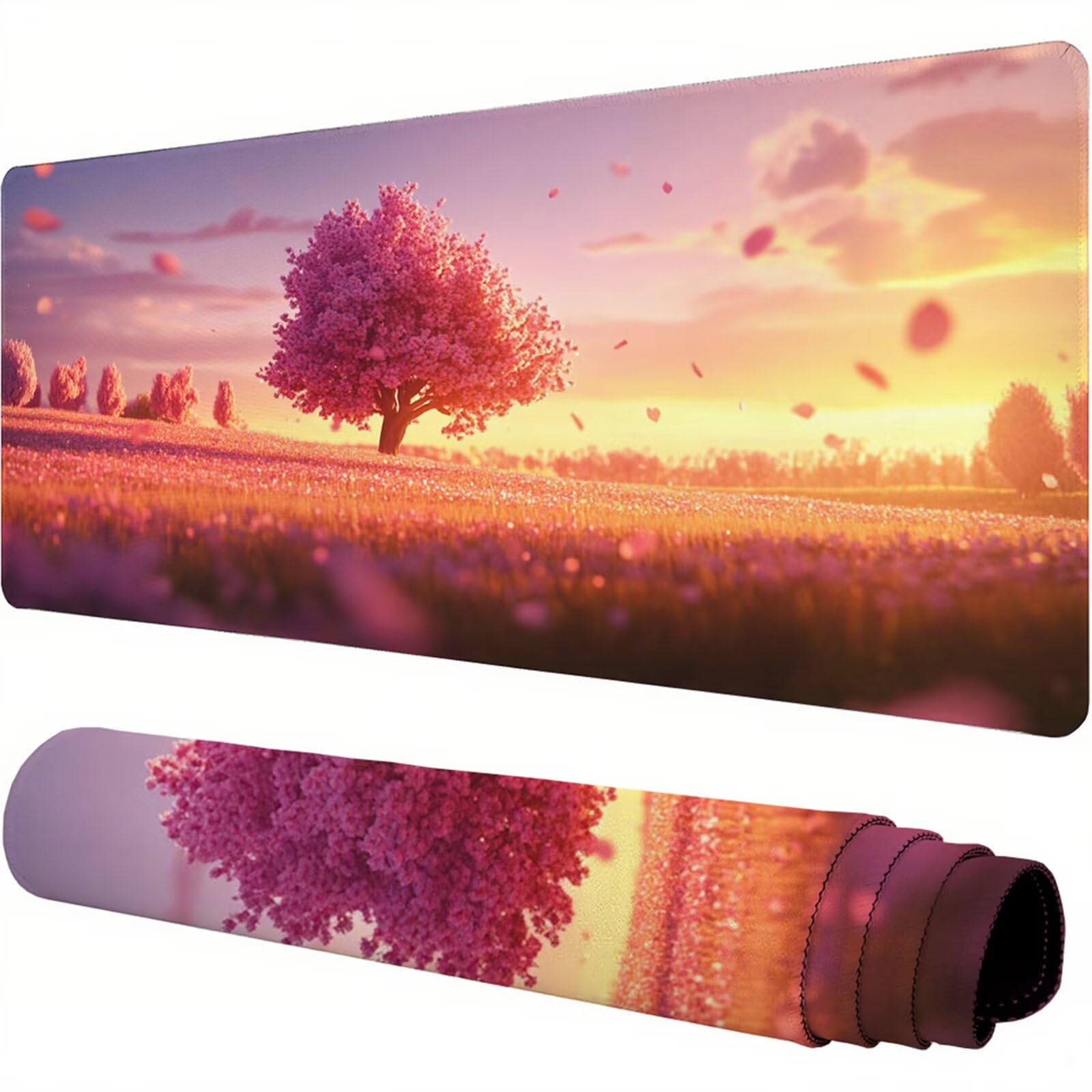 Różowa podkładka pod mysz XXL 1500 x 800 x 3 mm uchwyt pod biurko akcesoria antypoślizgowa gumowa podstawa i zszyte krawędzie podkładka pod mysz dla graczy do dekoracji biura dekoracyjnego, prezenty