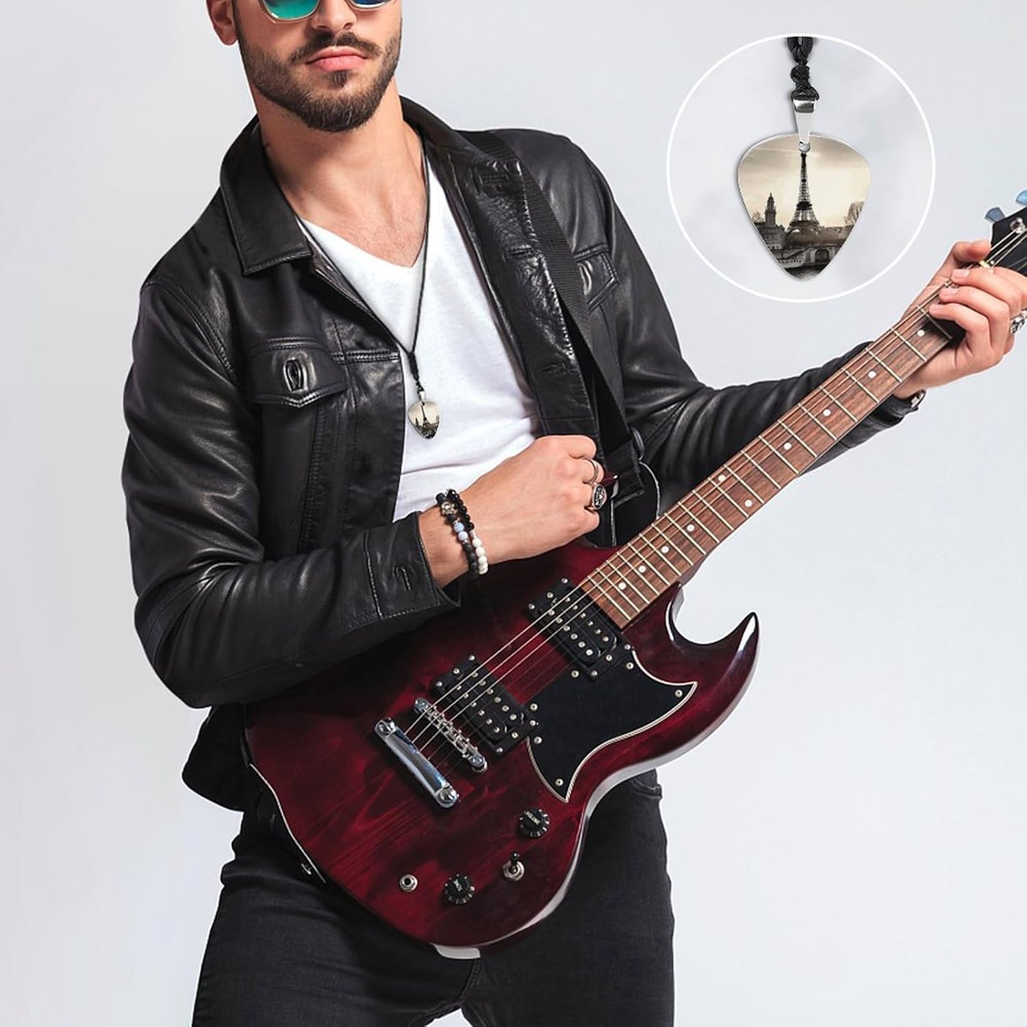 Lightweight Guitar Pick Necklace Titanium Steel Trendy Music Necklace image 4