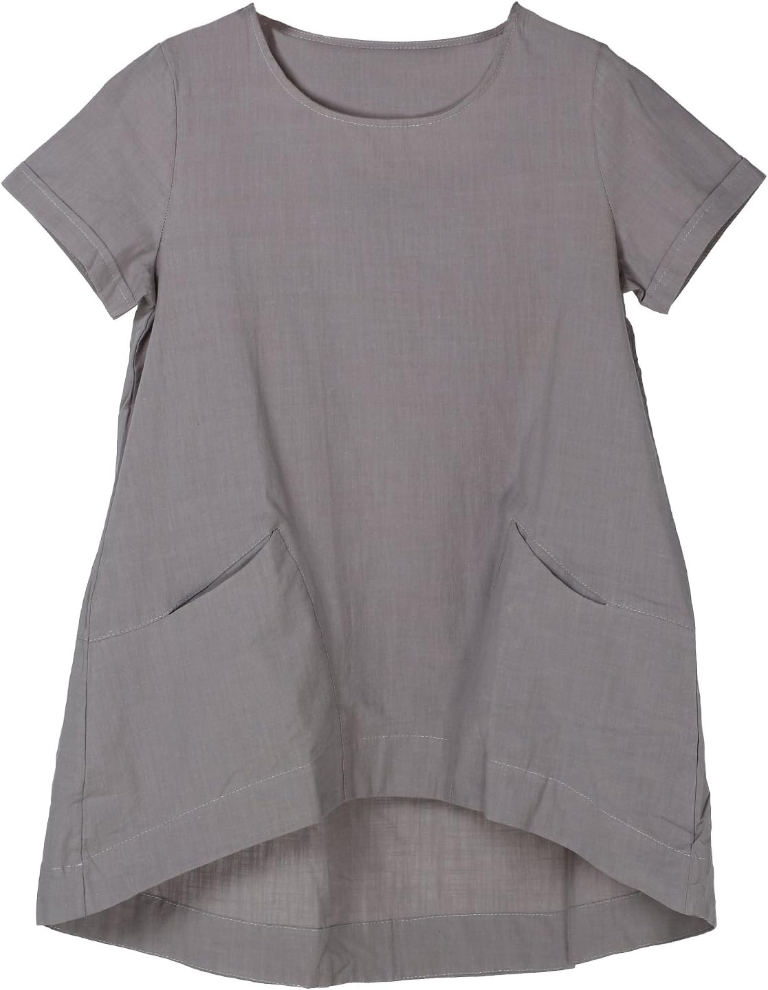 Minibee Women's Cotton Linen Short Sleeve Tunic/Top Tees