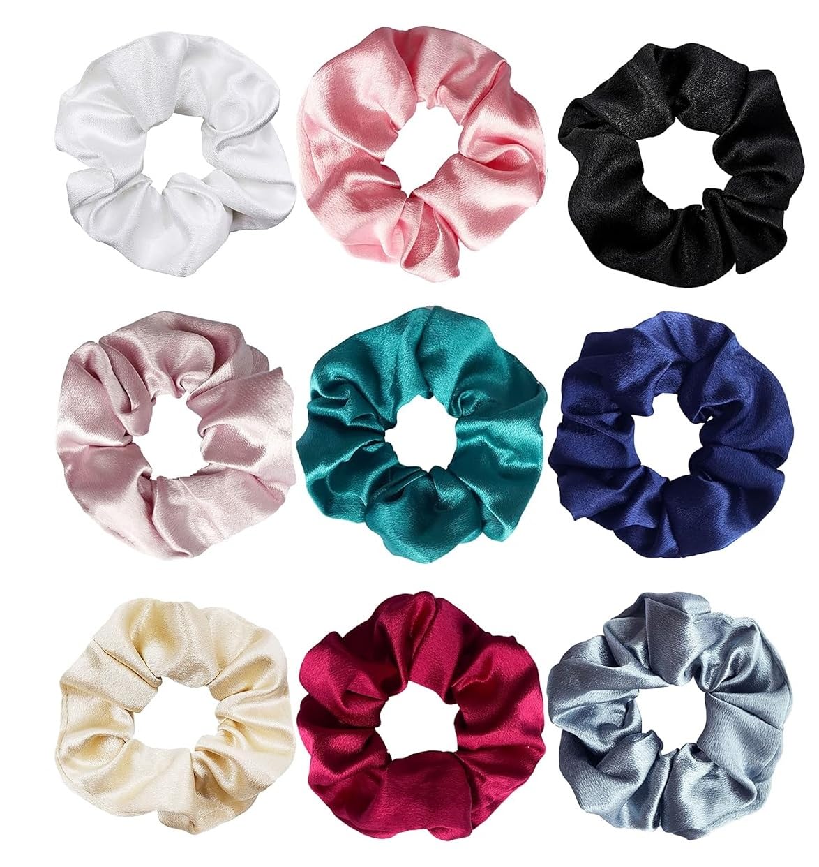 Wazdorf 6 Packs Satin Hair Scrunchies for Women and Girls, Bulk Soft Scrunchy Hair Bands for Hair Accessories, Elastic Hair Bobbles Ponytail Holder for Girl’s Birthday Gift (Multicolor - Pack of 6)