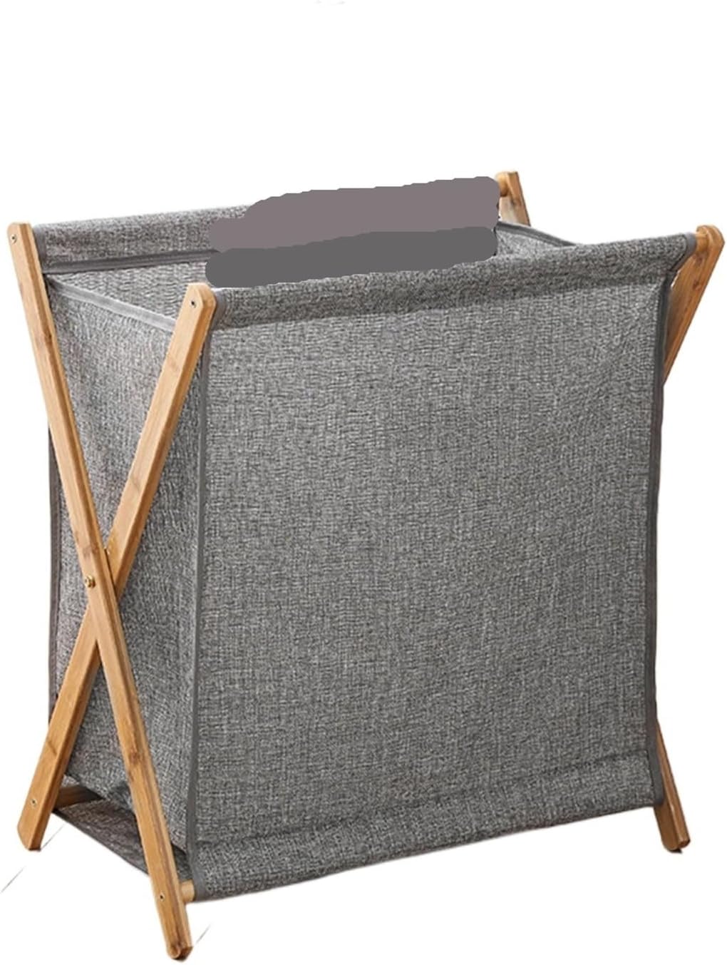 Foldable Wood Dirty Clothes Laundry Storage Basket(Grey 40x30x38cm)