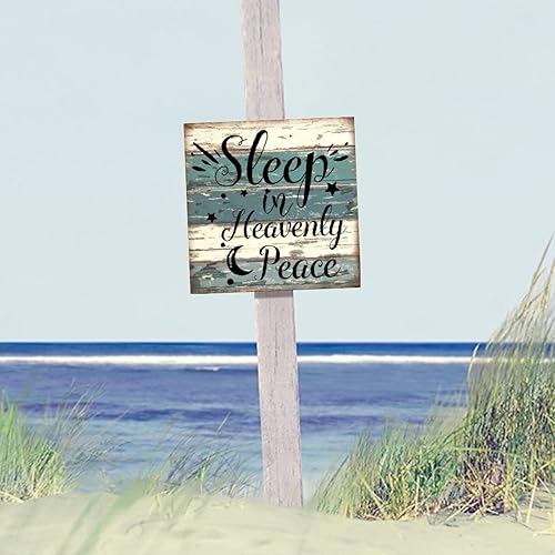 Miniatura 5 de SILYHEART Sleep in Heavenly Peace Wooden Framed Signs Door Sign Rustic Lettering Quotes Home Family Wall Decoration for Home Kitchen Living Room