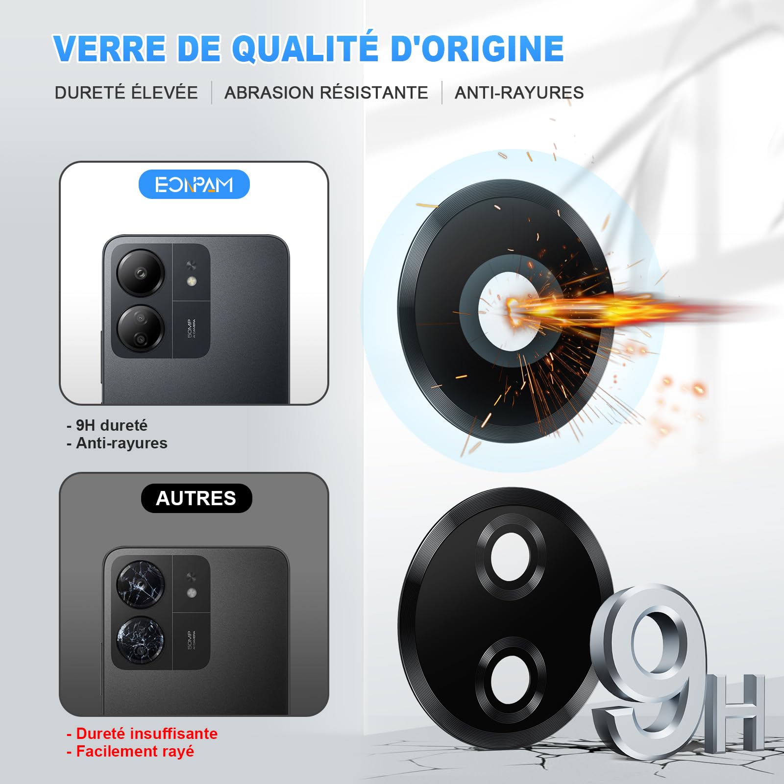Lente Fotocamera Posteriore In Vetro Per Xiaomi Redmi 13C 4G – Nero, Ricambio - Foto 3