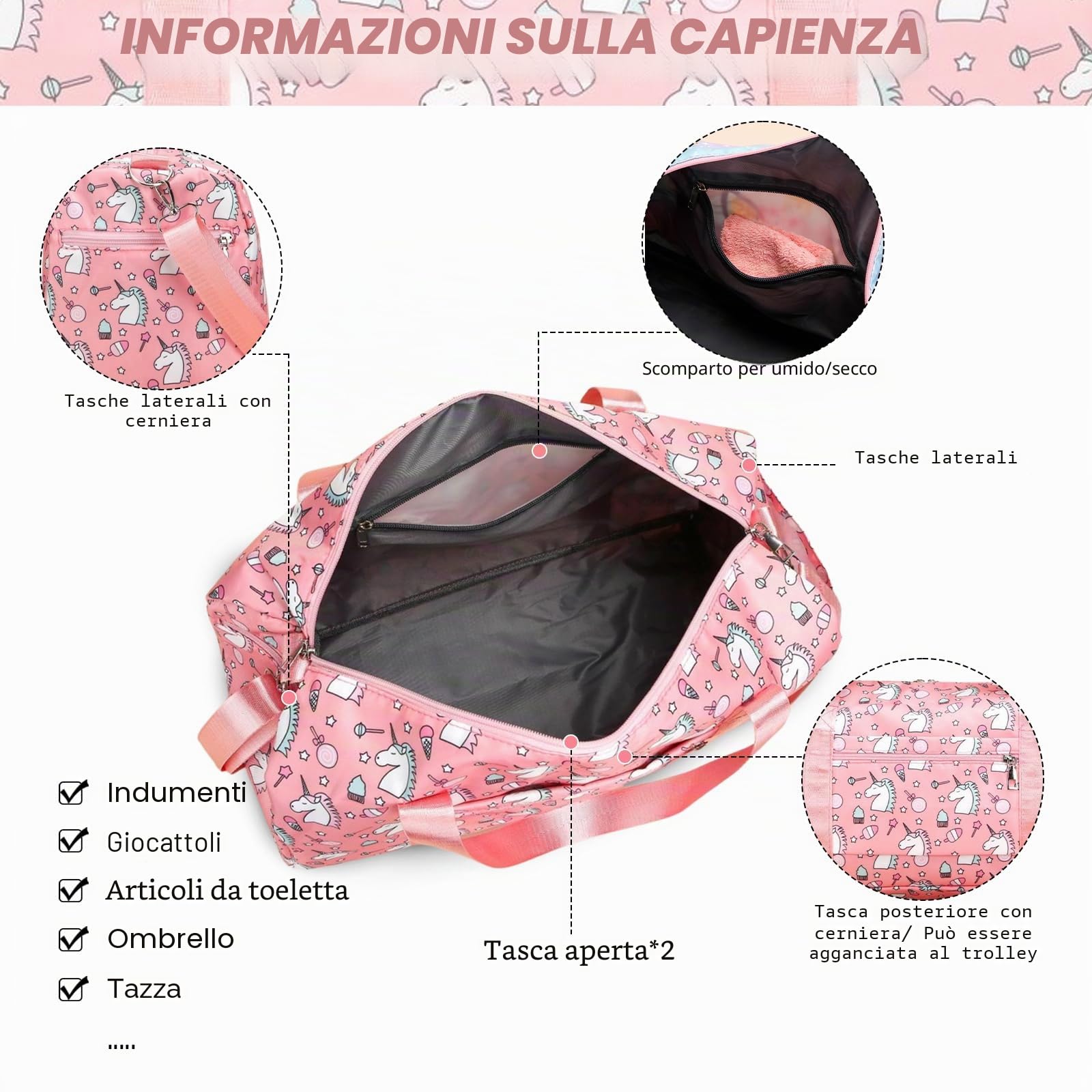 Suweir Borsa Sportiva per Bambini Borsa da Viaggio Ragazzi Ragazze con Scomparto Impermeabile Borsa da Nuoto Weekender Borsa da Palestra Borsa da Calcio Borsa da Bagno per Viaggi, Fitness, Sport
