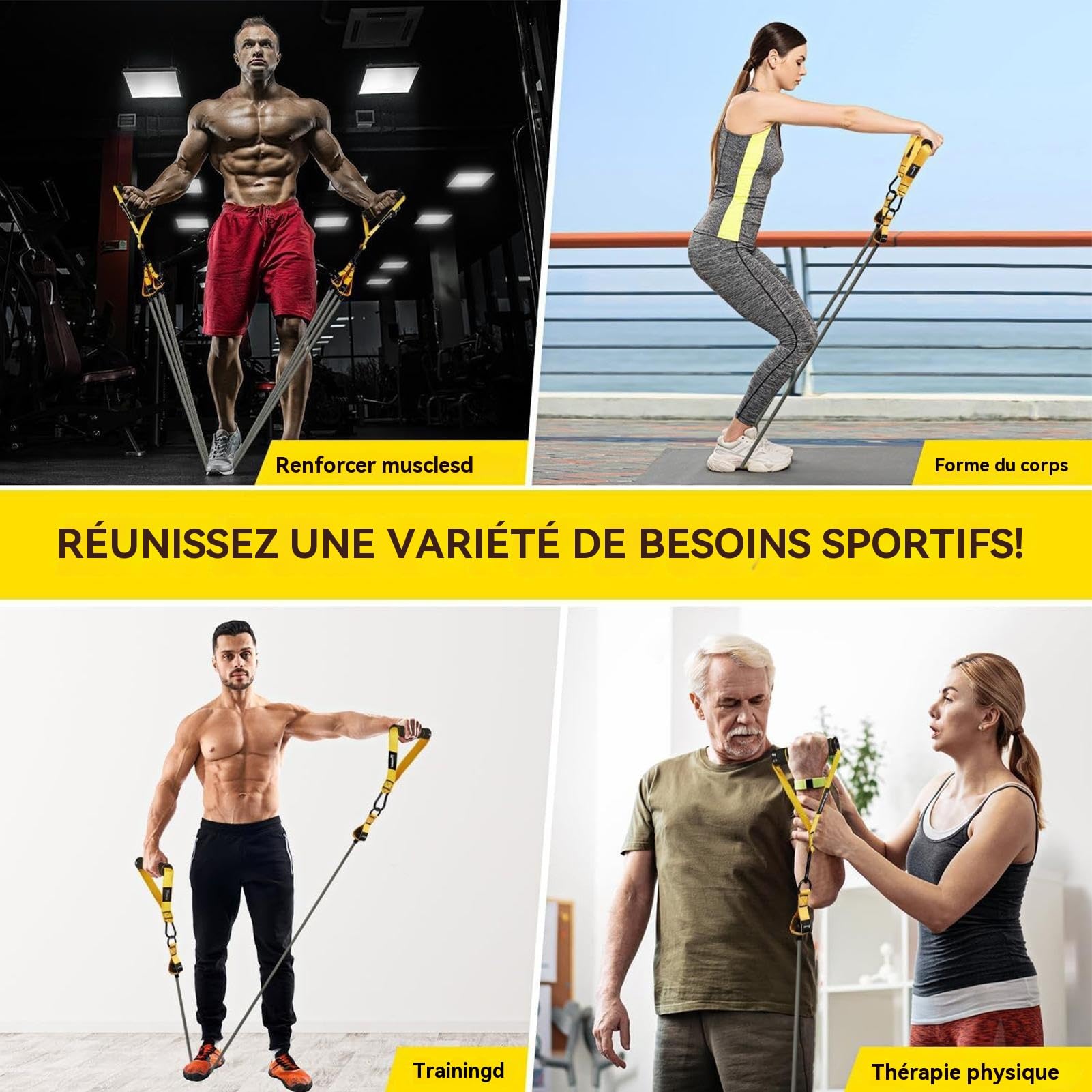 Fasce Elastiche Per Esercizi Attrezzo Fitness Resistente | Attrezzatura con Fasce Robusta e Portatile per Stretching, per Palestra, Casa e All'aperto, per Allenamento della e Pilates