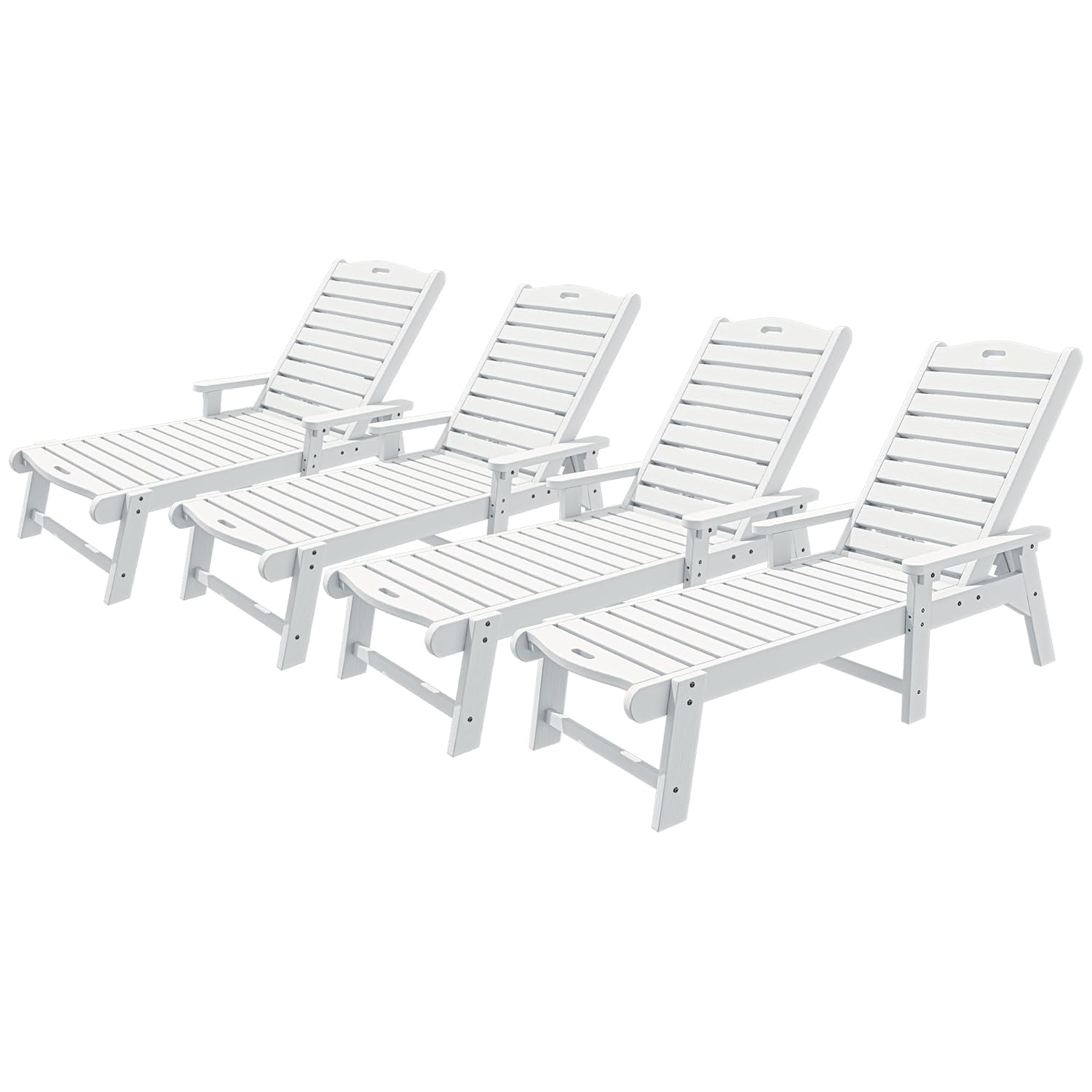 YITAHOME Outdoor Chaise Lounge Set for Outside with Wide Armrest, Patio Lounge Chair with Adjustable 5-Position Backrest, Waterproof Chaise Lounge Outdoor for Garden Poolside Backyard Deck, Teak