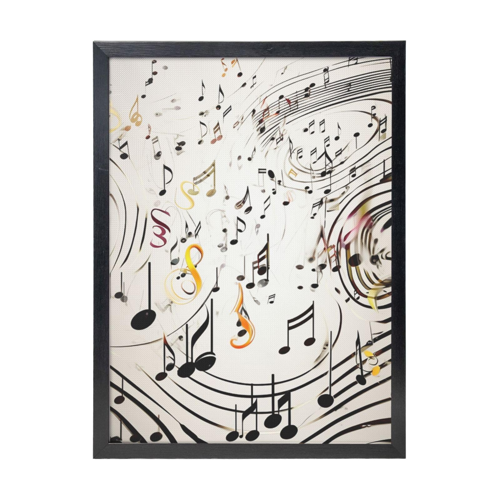 Framed Wall Art - Decorative Canvas Painting Music Notes Print Pictures Poster Aesthetic Modern Prints Artwork for Bedroom Office Wall Decor Ready To Hang 12x16 in