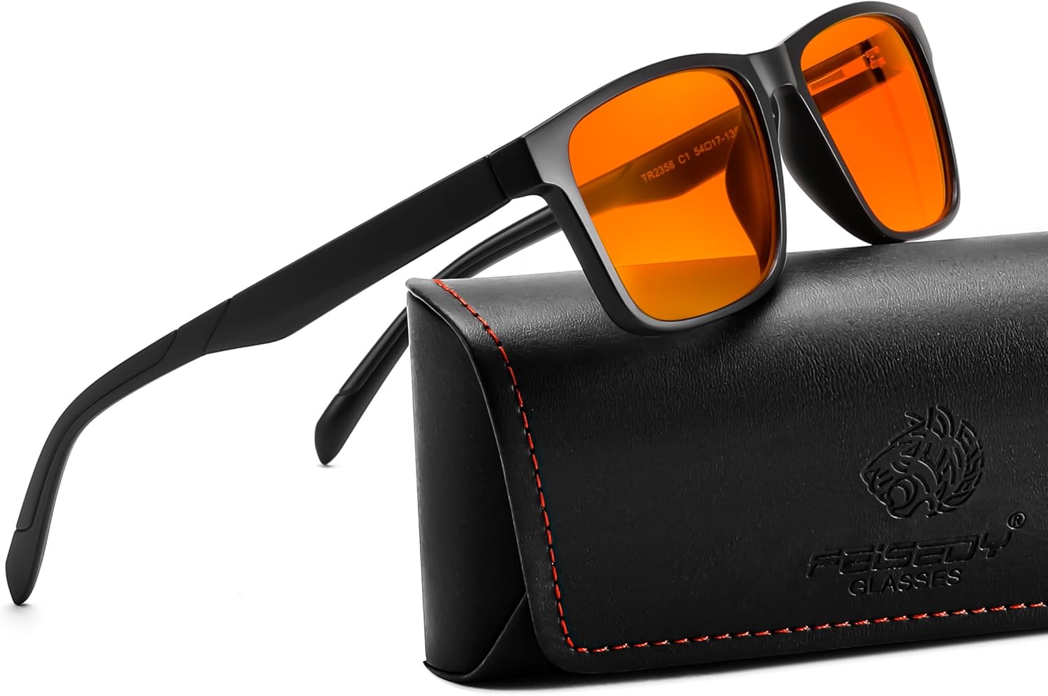 FEISEDY Blue Light Glasses for Better Sleep Amber Computer Gaming TV Anti Eyestrain Glasses with Spring Hinge B0249