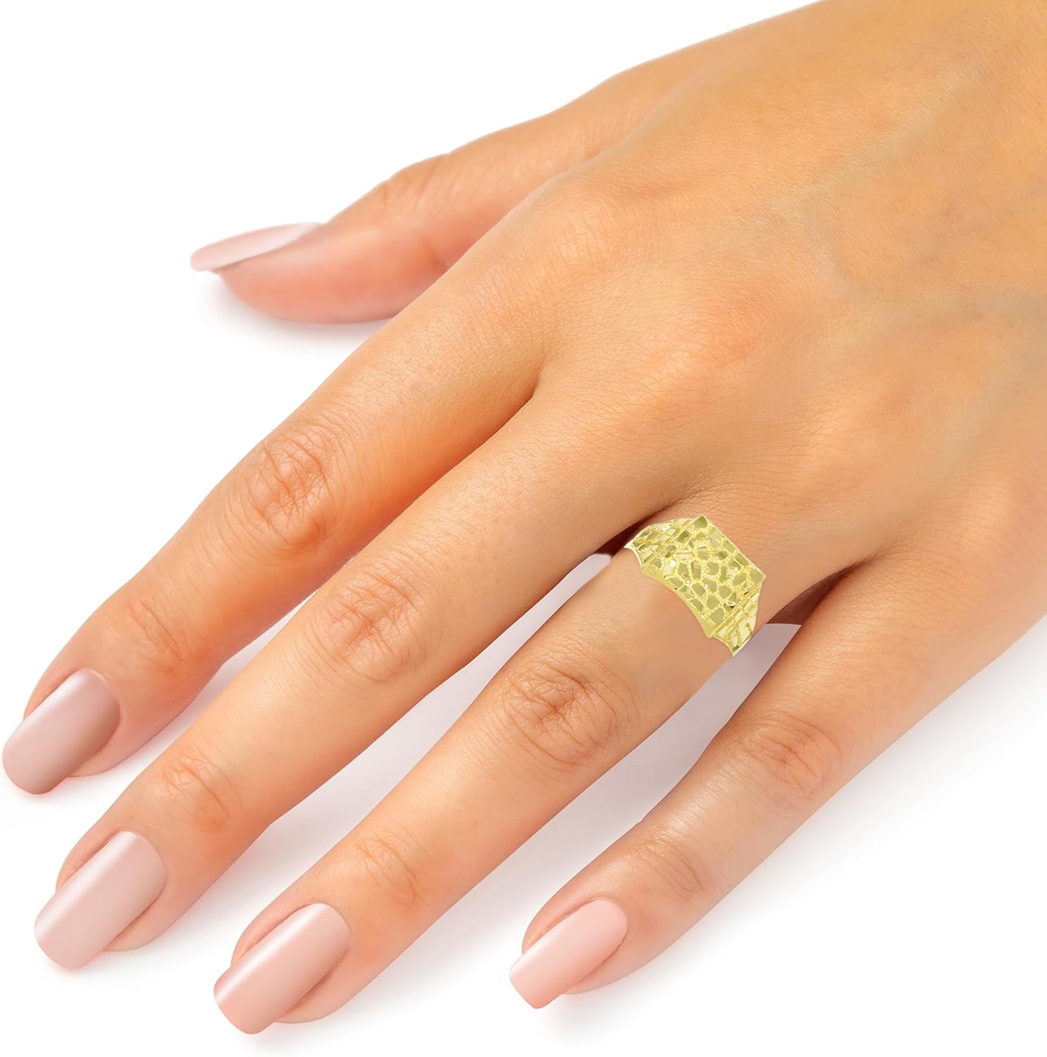 Floreo 10k Yellow Gold 11.5mm Solid Square Nugget Ring - Image 3