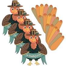 Honeyplum Thankful Turkey Thanksgiving Craft for Kids - Includes Turkey, Feathers and Removable Sticky Dots - 4 Pack