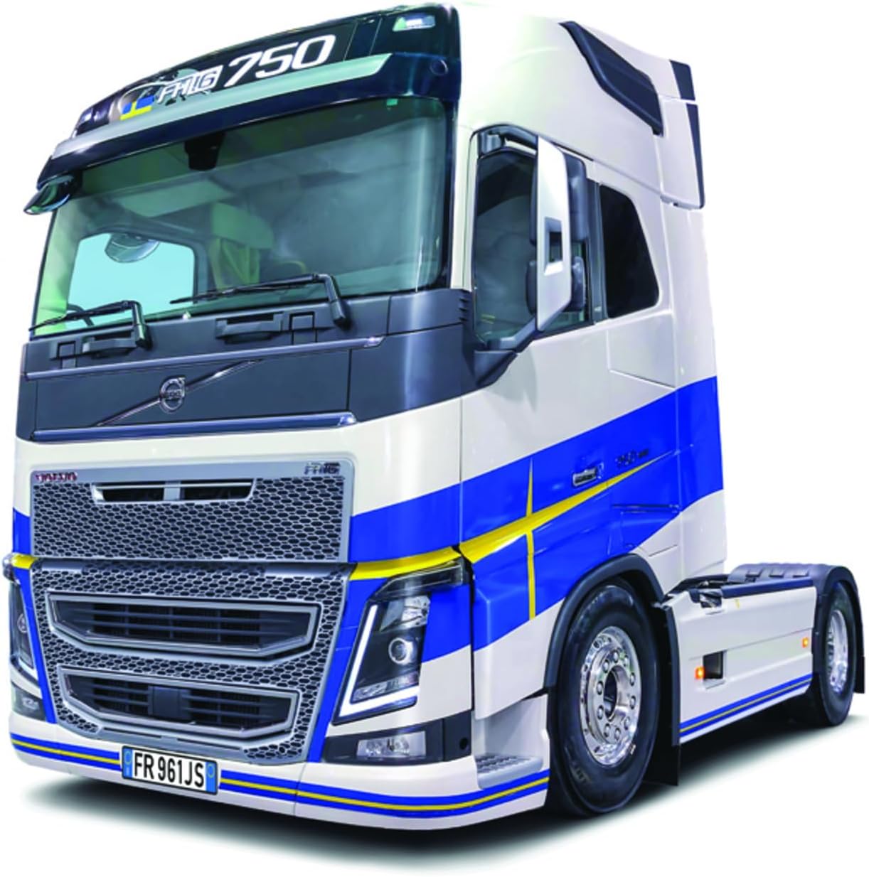 Assembled Italeri 3970 Volvo FH16 Medium Roof model, side view