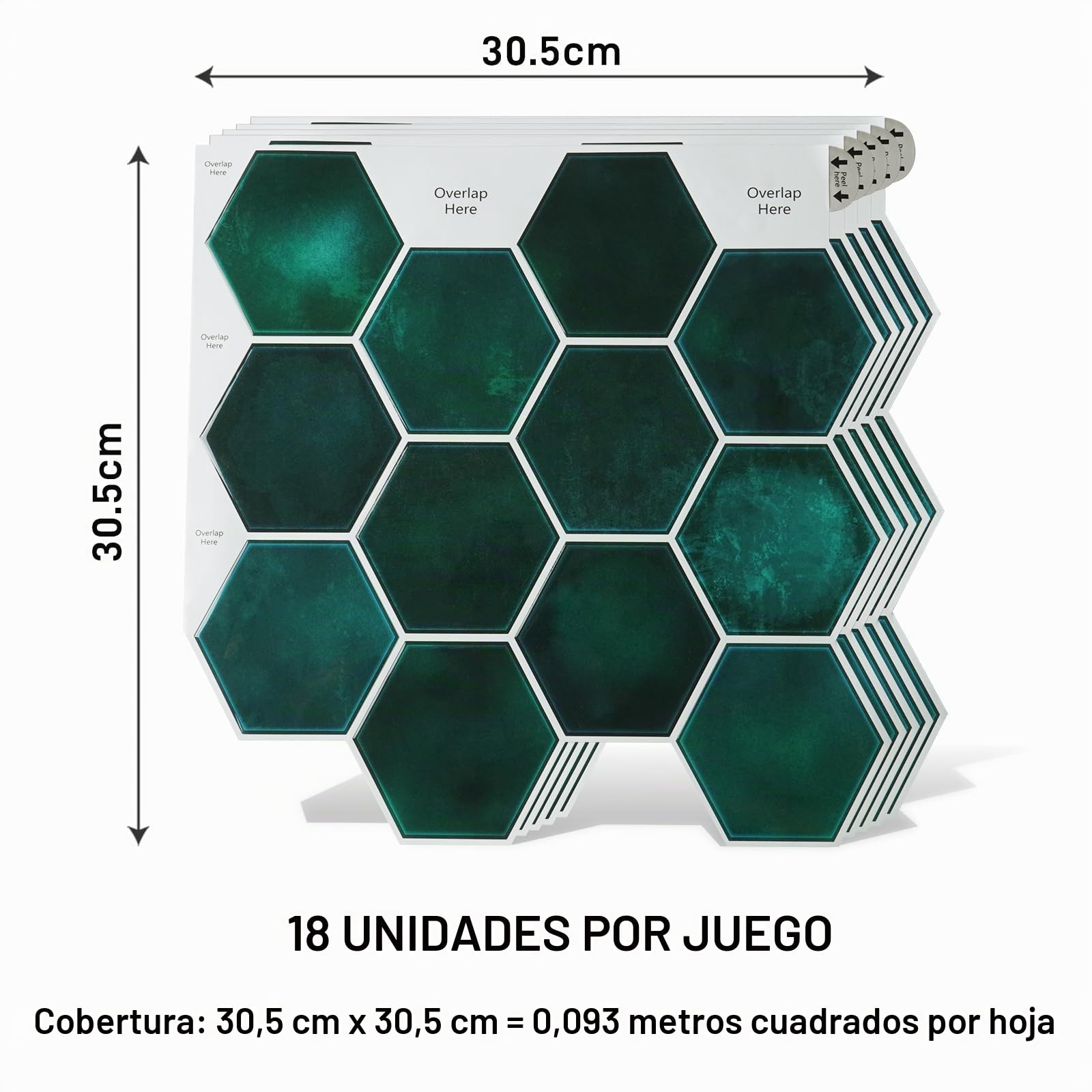 VaryPaper Adhesivo para azulejos, mármol verde oscuro, 30,5 cm x 30,5 cm, 18 unidades, para cocina y baño, resistente al agua, 3D, paneles de pared