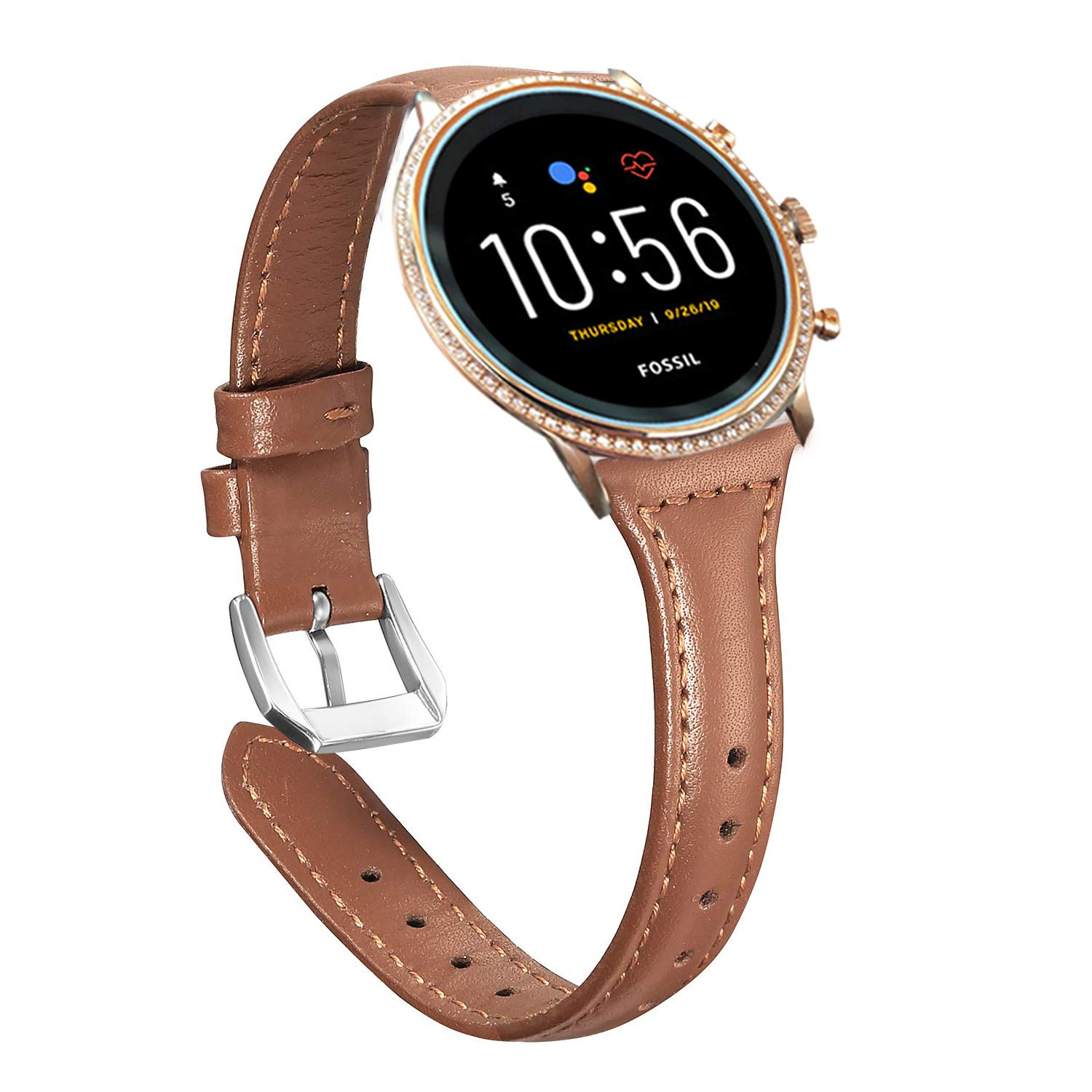 Compatible for Fossil Julianna Bands, Blueshaw Slim Genuine Leather Band Replacement Accessories Strap Compatible for Fossil Gen 5 Julianna Smartwatch/Fossil Julianna hr (Brown)