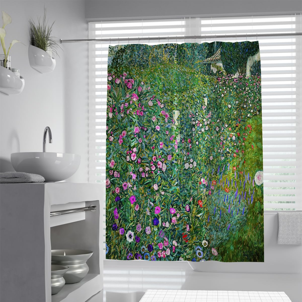 Botanischer Floral-Duschvorhang im Frühling 240x180cm