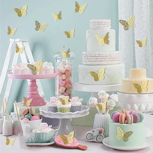 Miniatura 4 de 72 piezas de decoración de pared de mariposa, 3 estilos y 3 tamaños, decoración de habitación, decoración de mariposa, decoraciones de pastel de