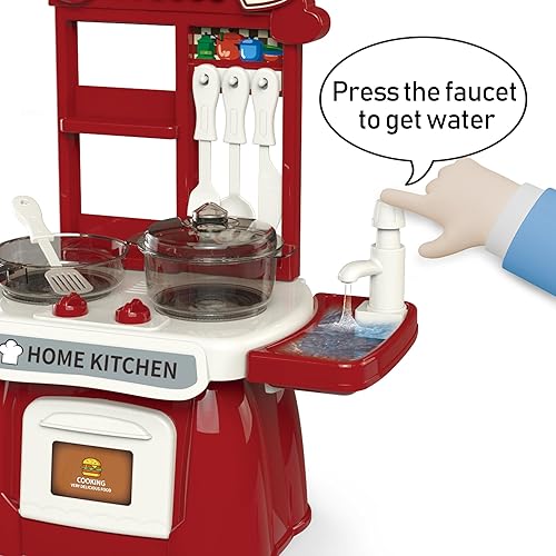 Miniatura 3 de Juego de cocina para niños pequeños con sonido y luz, juego de cocina de simulación, juego de cocina para niños, fregadero de juego con agua