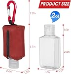 Hand Sanitizer Bottle Case Holder, Travel Size Empty Bottle Refillable Containers for Soap, Lotion, and Liquids - 60ML/2 oz Flip Cap Reusable Bottles with Carabiner Carriers, Red, 2 Fl Oz