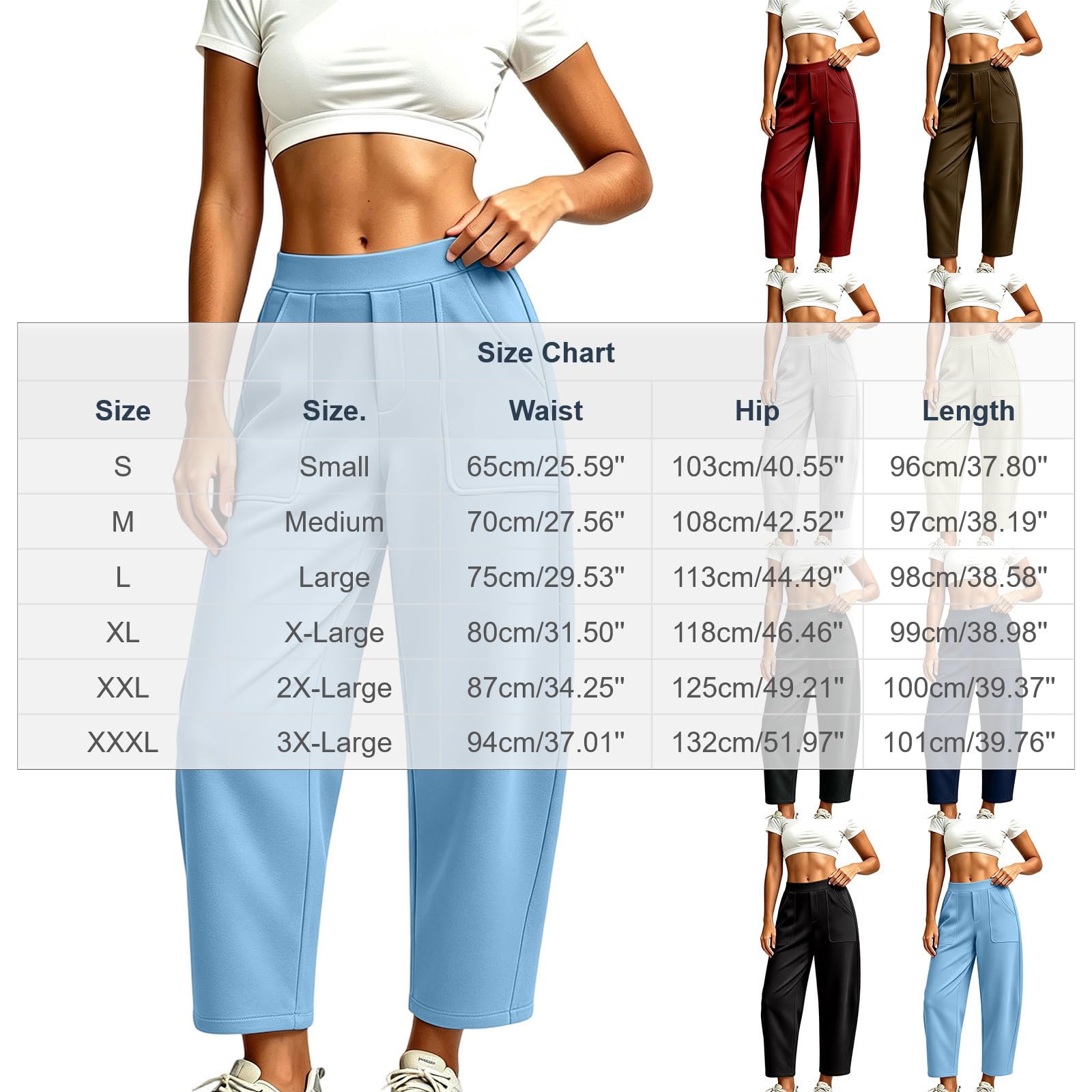 Generico Pantaloni Tuta Donna Pantaloni Baggy con Tasche Morbidi e Comodi Pantalone Jogger in Cotone Larghi e Leggeri Pant Lunghi Tinta Unita Pantalone Sportivi con Coulisse per Yoga e Fitness
