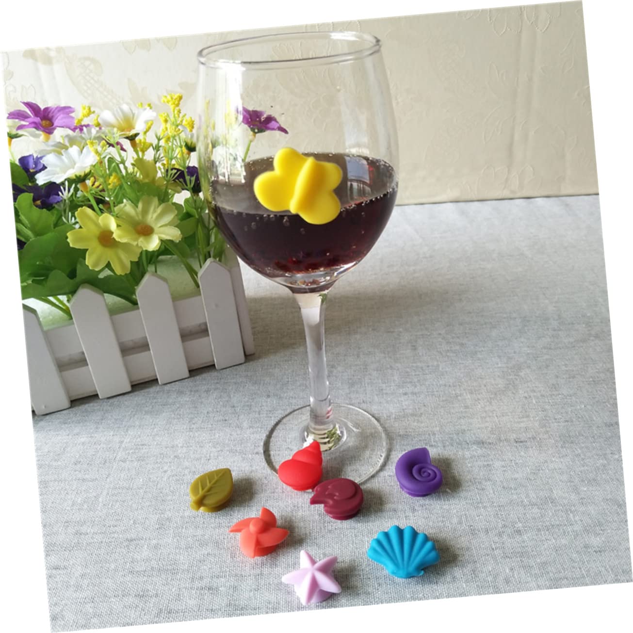 Amosfun 72 Pz riconoscitore di anelli di fascino del vino ciondoli identificativi del vino segnaposto bicchieri Segnaposti per bicchieri etichetta in silicone per tazza per la festa