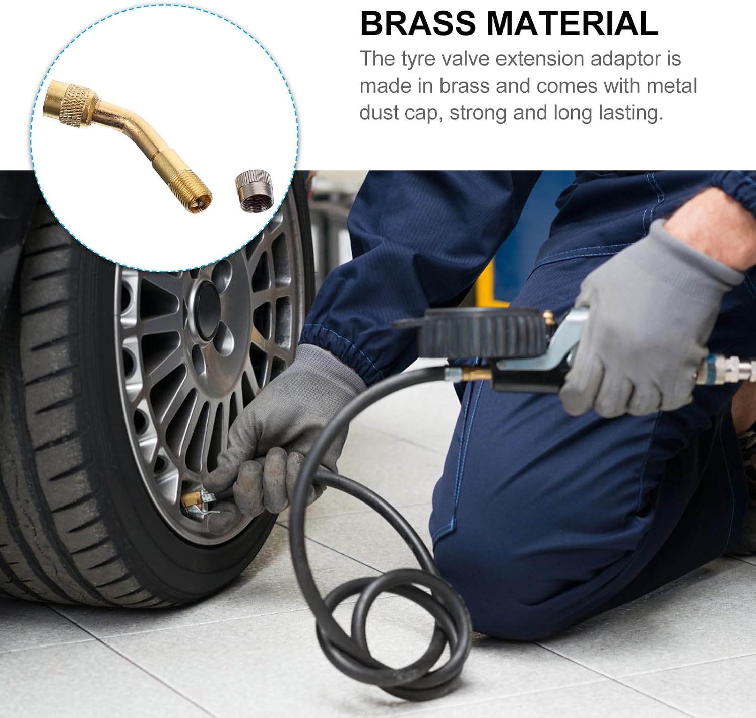 Vaguelly Metal 135° Tire Valve Stem Extension Adapter 2pcs Set, Brass Car and Motorcycle Stem Extender for Inflating and Air Filling, Sturdy Automotive Tire Valve Extension Tool