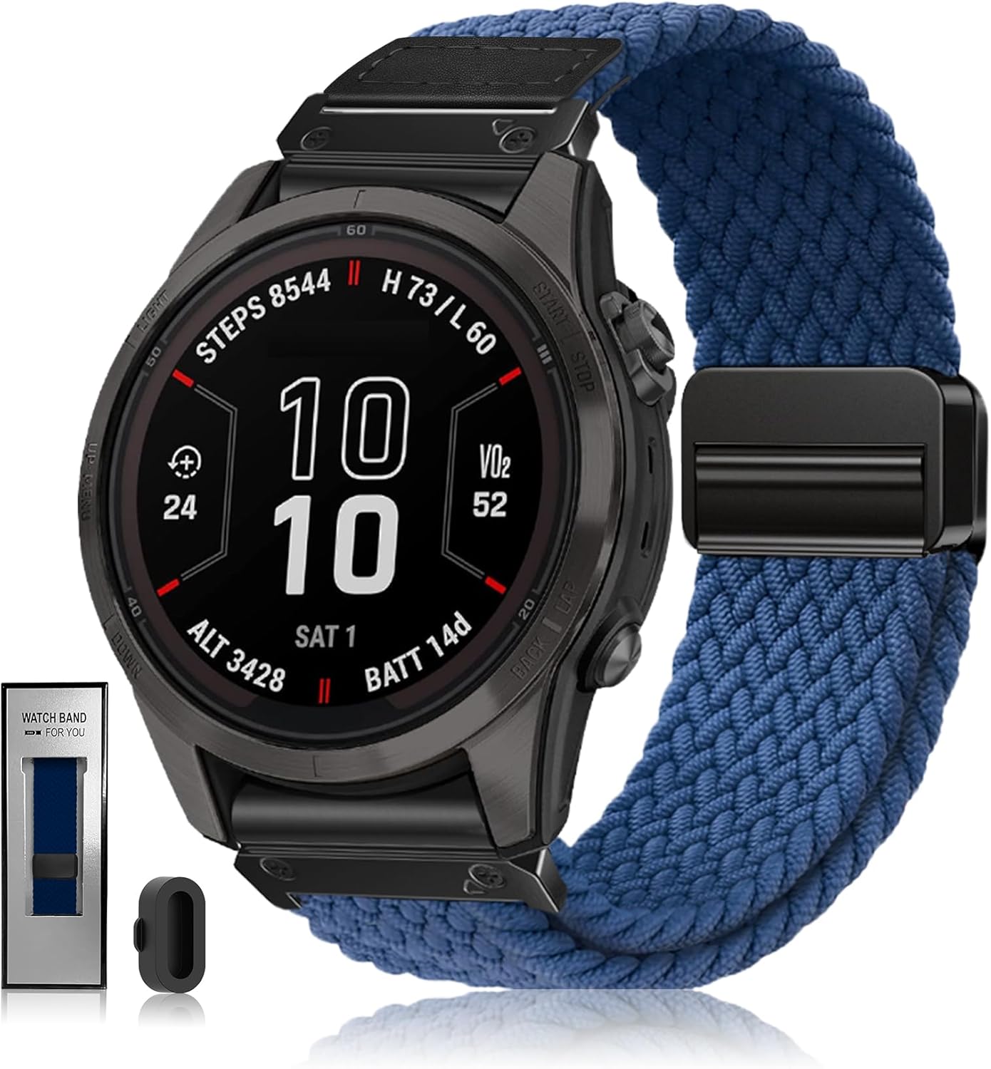 Quickfit 22mm 26mm Watch Band - Compatible with Garmin Fenix 8 47mm 51mm/Fenix 7/7X/6/6X/5/5X, Magnetic Clasp Braided Stretchy Nylon Sport Strap for Men and Women, Multiple Colors