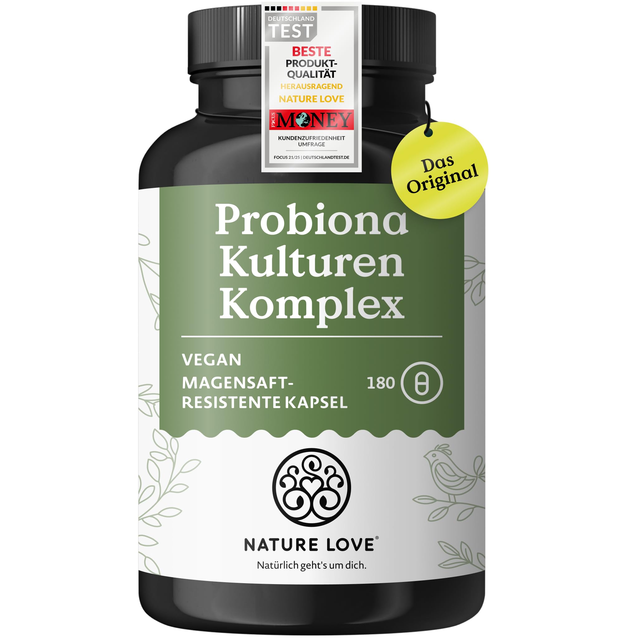 Nature Love Probiona Kulturen Komplex – abgestimmte Bakterienstämme – 300 Mrd. KBE/g – 180 Kapseln, magensaftresistent, vegan – mit Lactobacillus & Bifidobakterien, 20 Mrd. KBE/Tag, 3 Monate