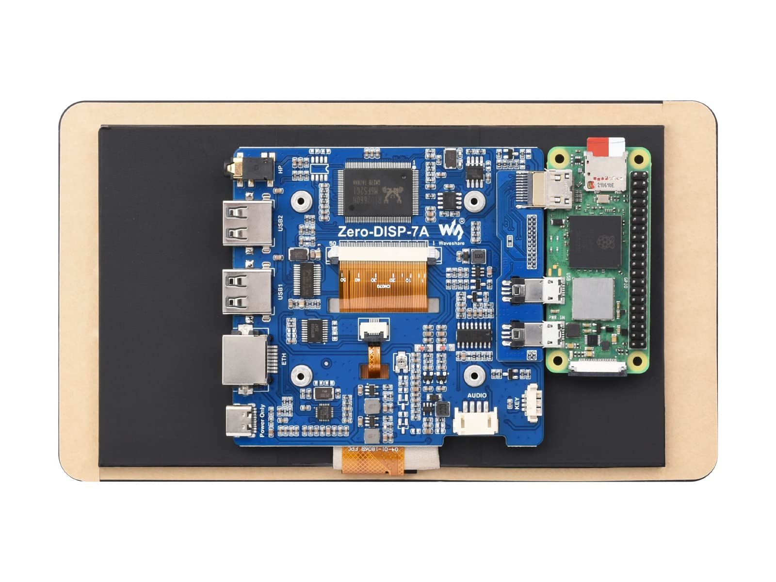 Waveshare 7 Inch 5-Point Capacitive Touch Screen Display Kit for Raspberry Pi Zero 7'' 1024×600 Resolution IPS Display Expansion Board,Easy to Build All-in-One Mini Computer