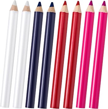 8PCS Fabric Pencils for Sewing, 4 Colors Water Soluble Sewing Fabrics Maker, Tailors Chalk for Cloth Wipe Quilting, Fabric Pencil for Dressmakers DIY Crafts 8.8 cm