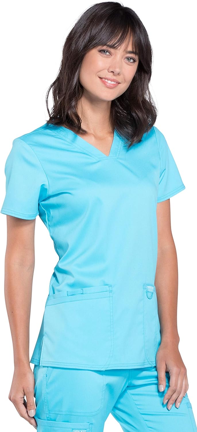 V-Neck Scrubs for Women Workwear Revolution, Soft Stretch, Easy Care WW620 X-Small Turquoise