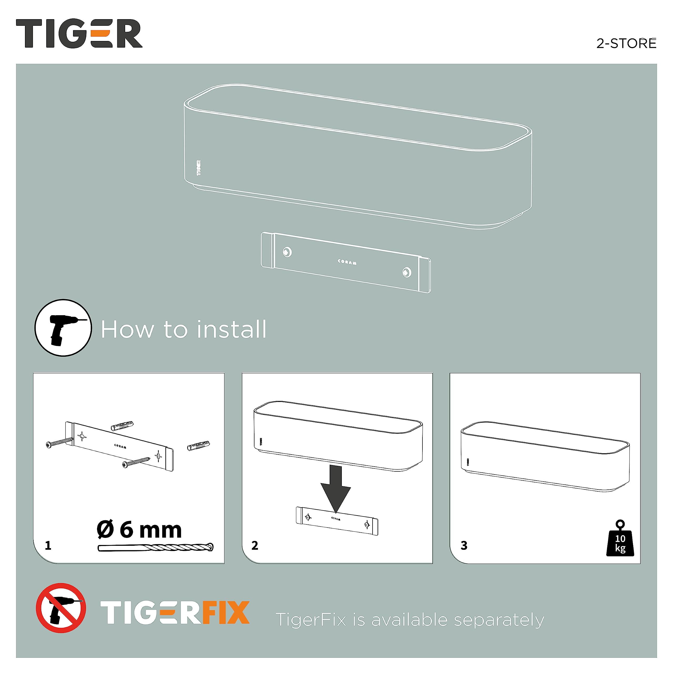 Tiger 2-Store Estante de Pared o Cesta de Ducha, 35 cm, Blanco