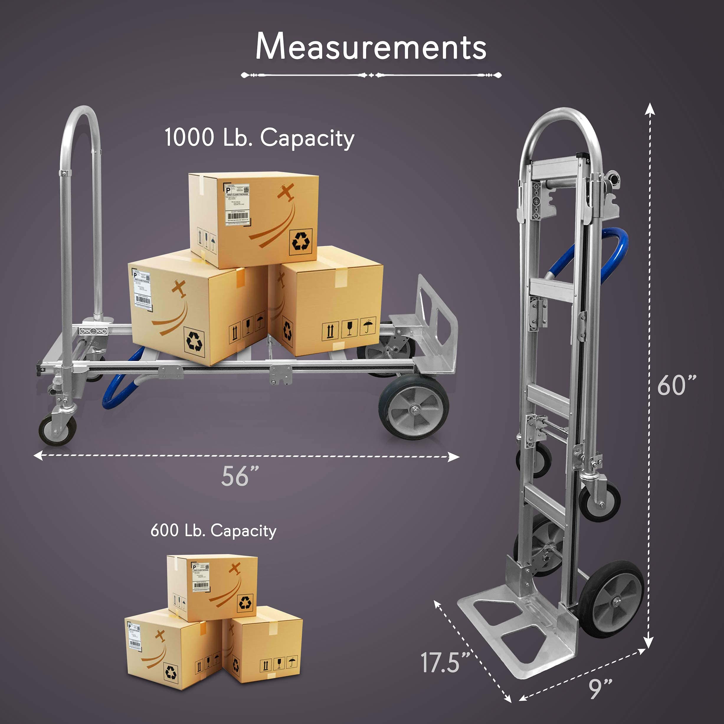HaulPro Fully Assembled Senior Convertible Hand Truck Heavy Duty Loads 1,000 lbs. Aluminum