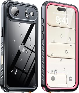 ANTSHARE for iPhone Air Case, IP68 Waterproof Shockproof Case, [Built-in Screen Protector] - 12 FT Military Dropproof - Full Body Heavy Duty Rugged Phone Cover 6.5 inches - Pink/Clear