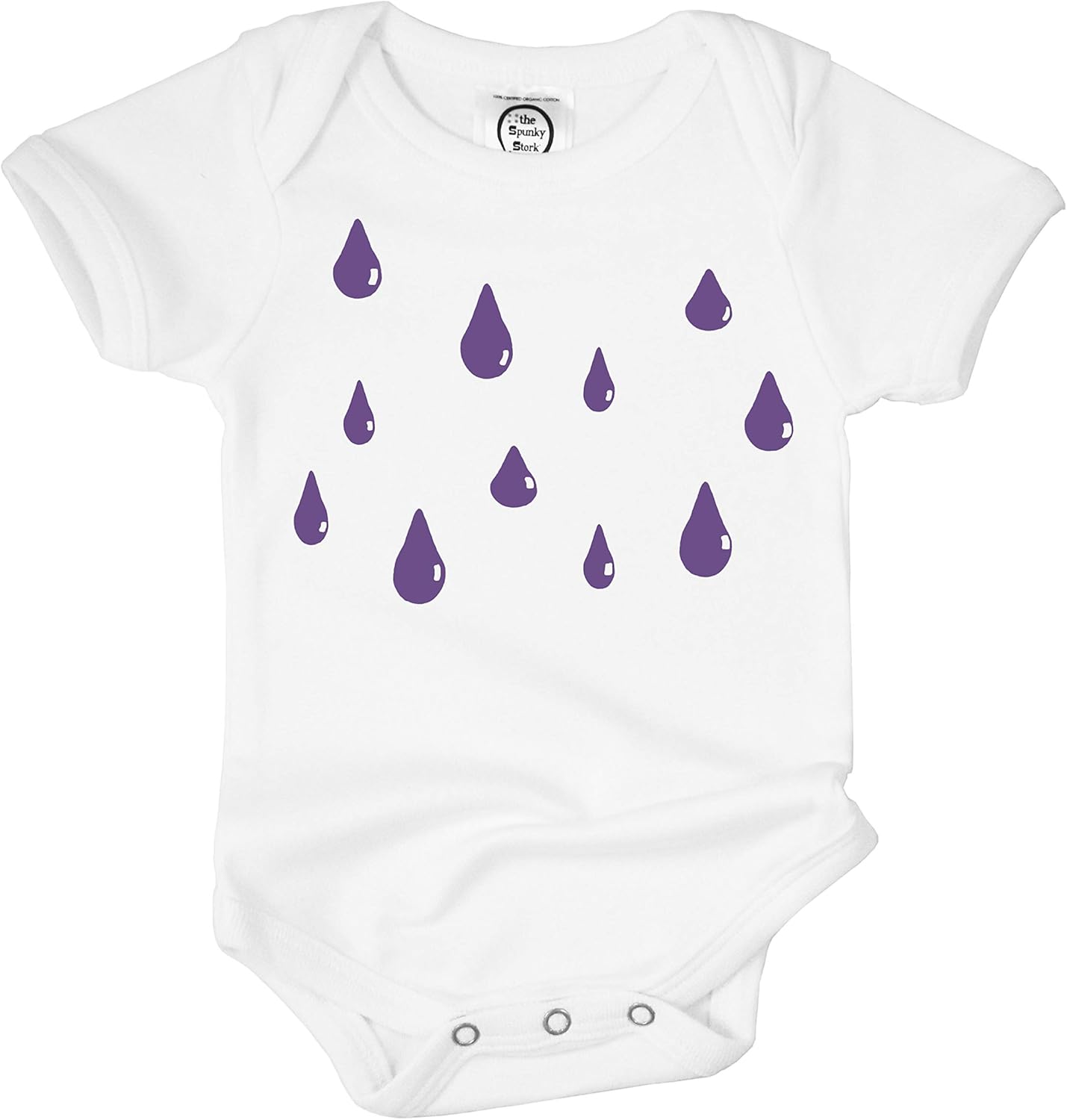 The Spunky Stork Unisex Baby Purple Rain Drops Music Fan Organic Infant Bodysuit