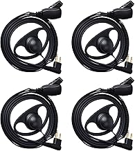 HYS D Shape Earpiece Compatible for Motorola CP040 CP140 GP300 CLS1110 Walkie Talkie Headset with Mic PTT Button(4 Pack)