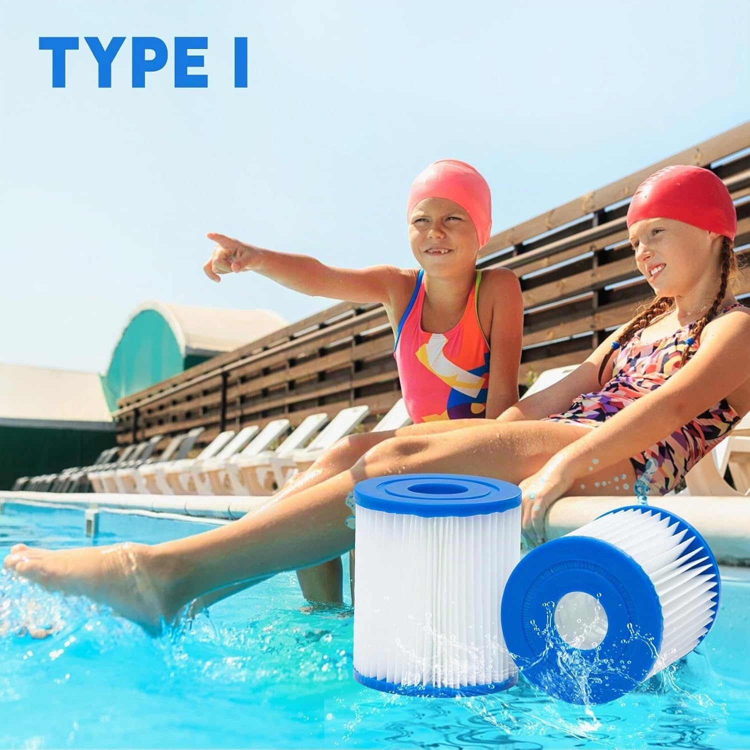 Filtre Piscine Type I, Lot de 4 Cartouches filtrantes pour 58381 Type I pour Filtre de Piscine | Cartouche de filtre de piscine type I