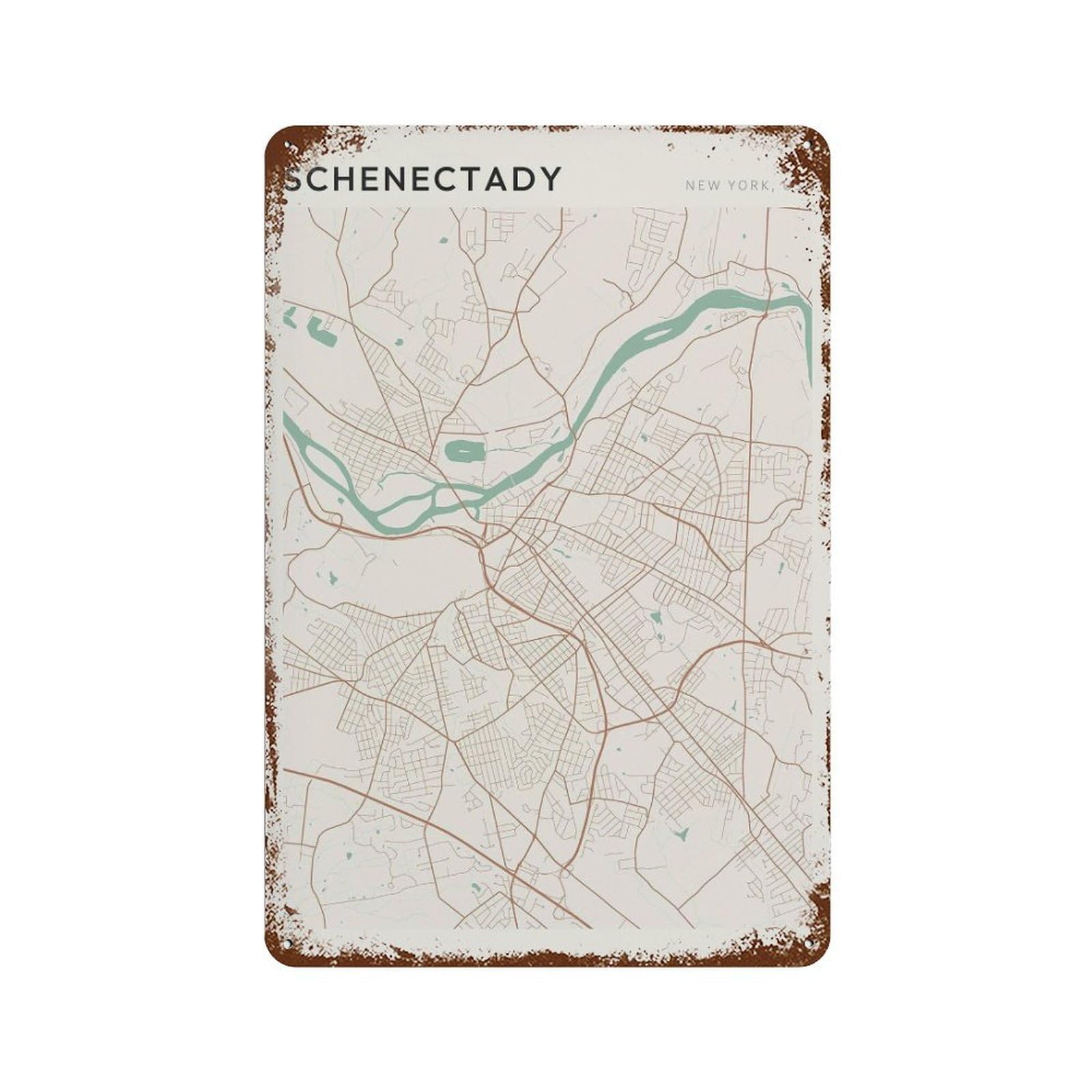 xiaoxiaoshen Schenectady Map New York Travel Gift Scandi Wall Decor Art Metal Tin Poster Modern Home Decor Art Home Bar Shop Decorations Vintage Sign 30x20cm