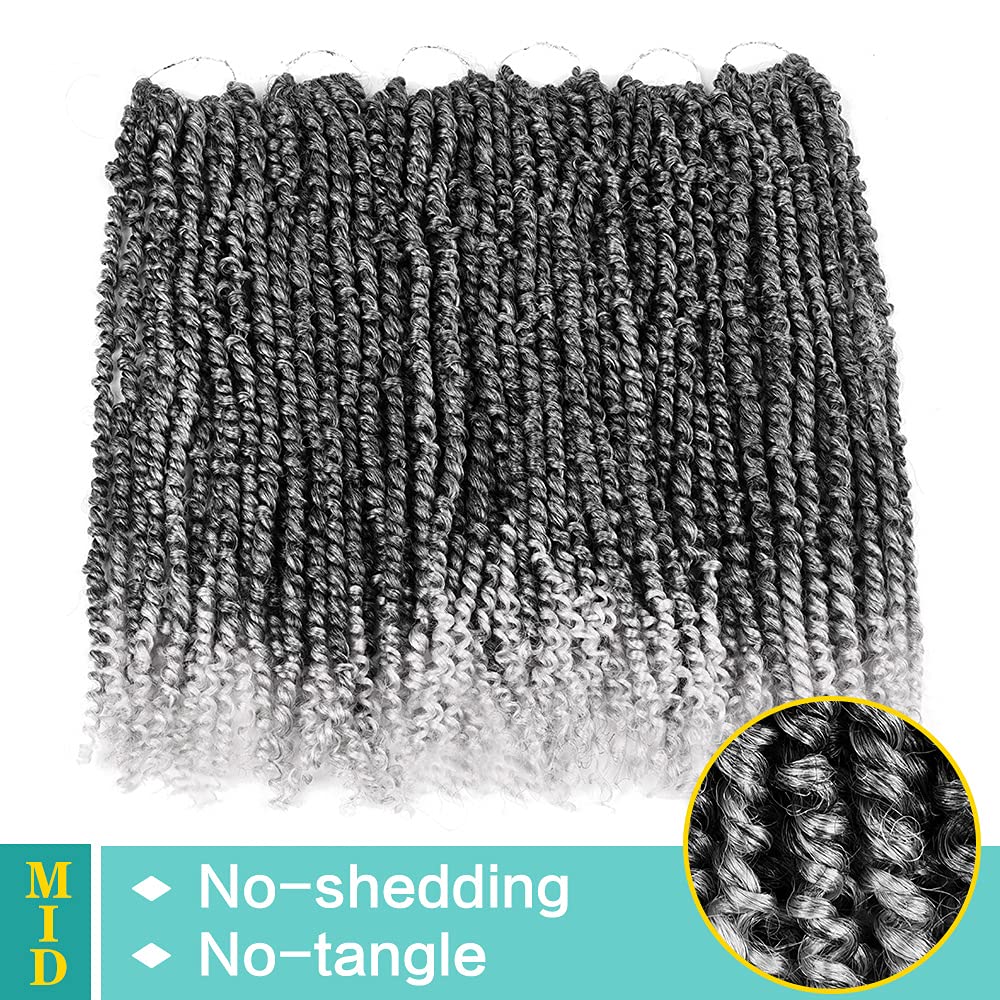 18 Inch Passion Twist Crochet Braid Synthetic Hair Extension Pre-Twisted Crochet Twisted Braids For Woman(18 inch, TGREY)